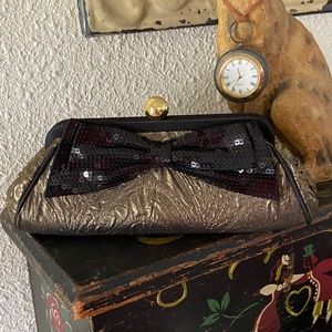 Vintage Kate Landry Evening Bag, Dark Gold & Black